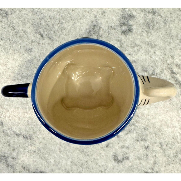 EARTHBOUND TRADING COMPANY Elephant Mug Cup Blue White Red Trunk Up - Picture 6 of 8